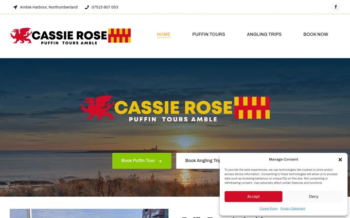 Screenshot of cassierosepuffintoursamble.co.uk