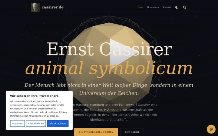 Snímek obrazovky cassirer.de