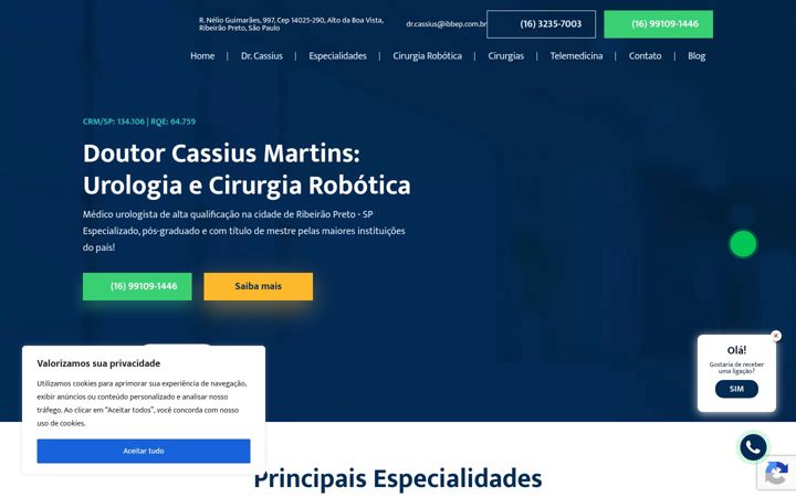 Screenshot of cassiusmartinsurologia.com.br