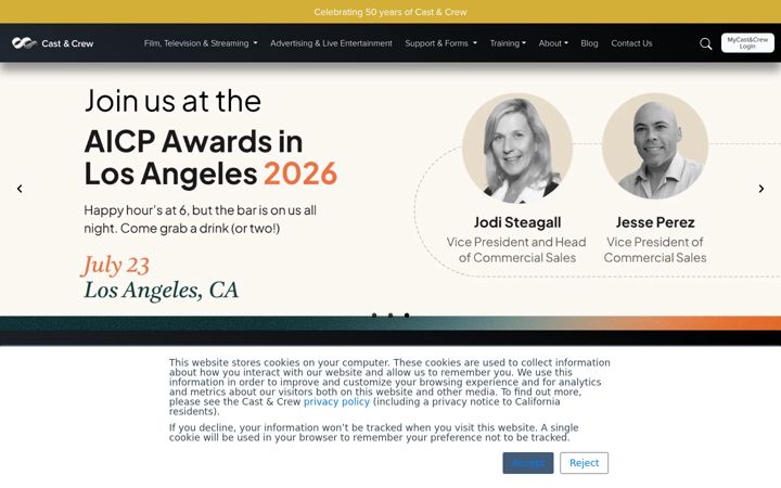Screenshot of castandcrew.com