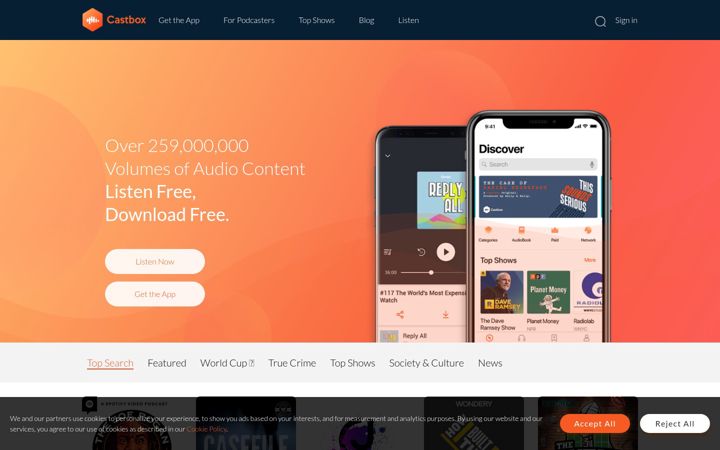 Kuvakaappaus sivustosta castbox.fm