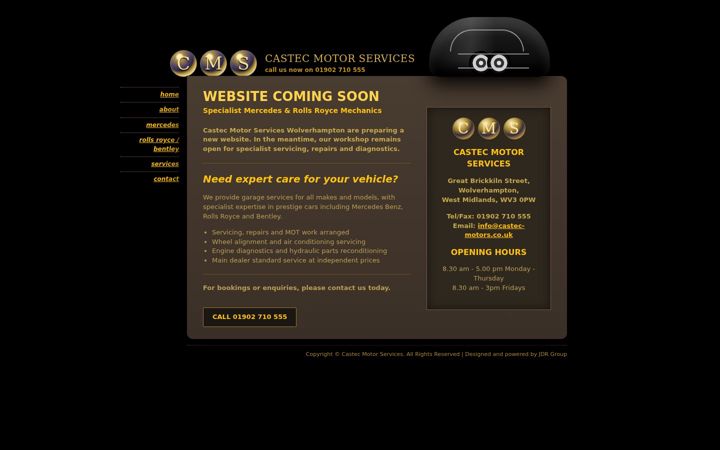 Screenshot of castecmotorservices.co.uk