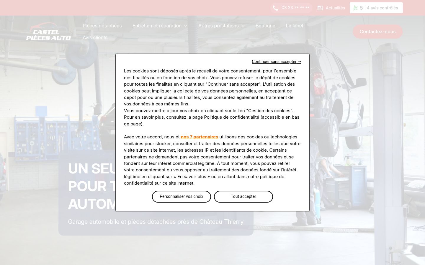 Screenshot del banner di consenso mostrato prima di qualsiasi interazione