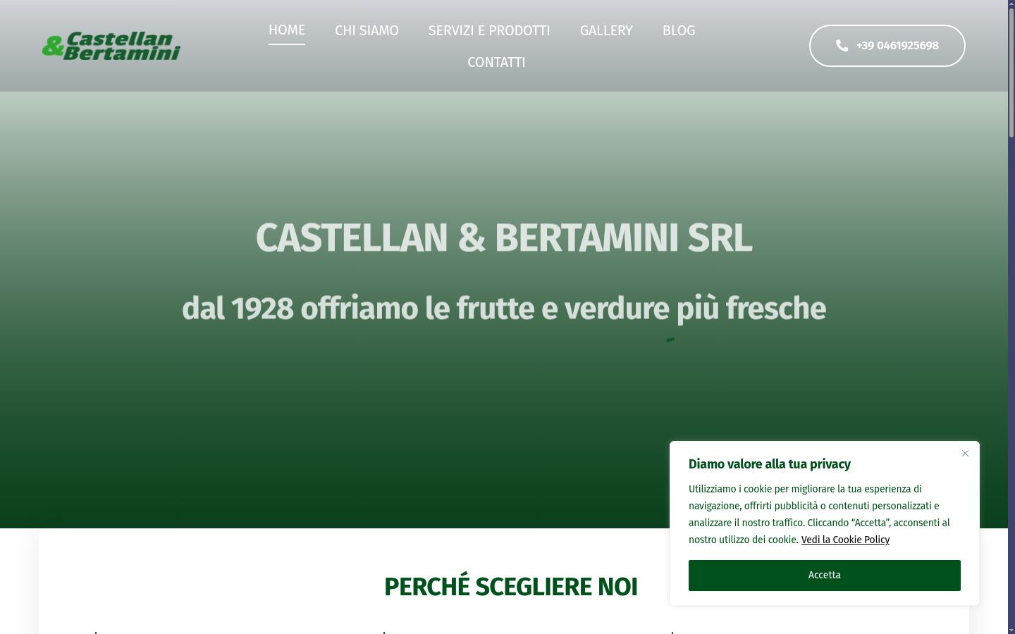 Screenshot del banner di consenso mostrato prima di qualsiasi interazione