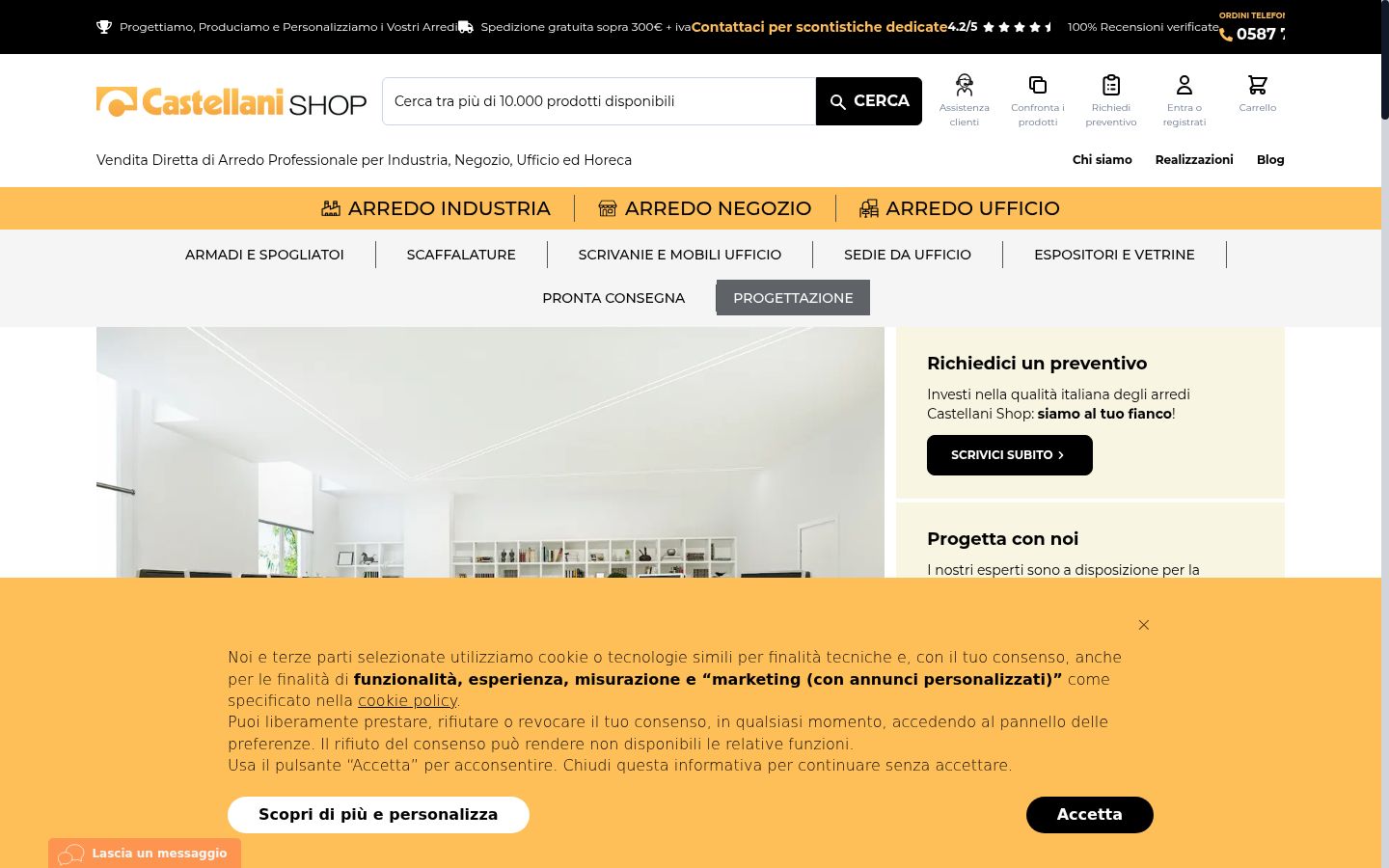 Screenshot del banner di consenso mostrato prima di qualsiasi interazione