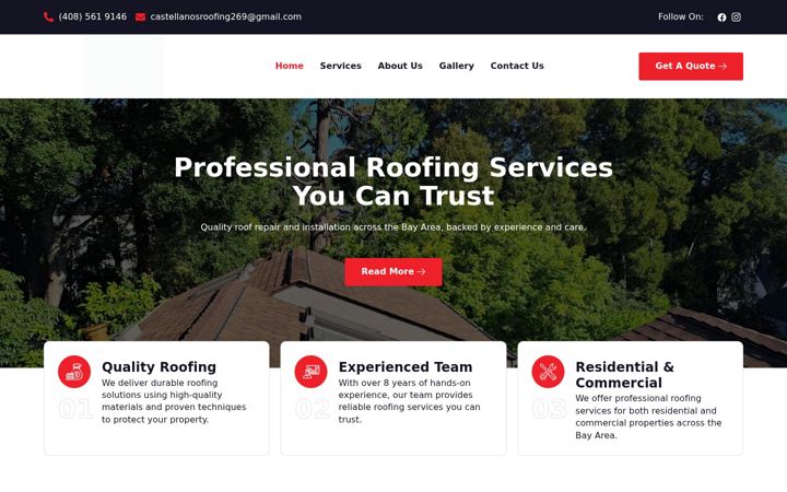 Screenshot of castellanosroofinginc.com