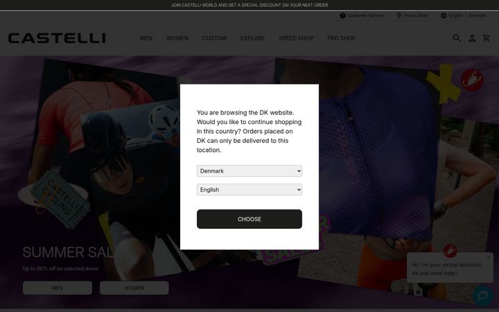 Screenshot of castelli-cycling.com