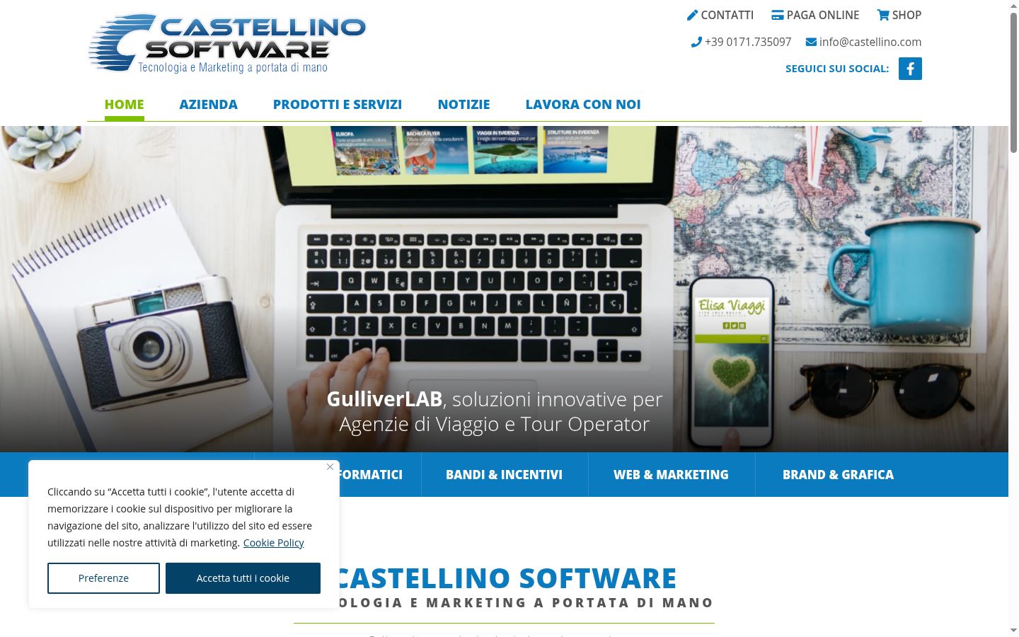 Screenshot del banner di consenso mostrato prima di qualsiasi interazione