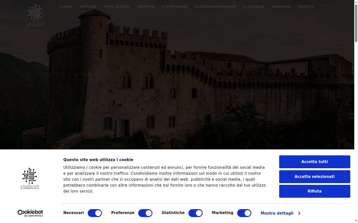 Screenshot del banner di consenso mostrato prima di qualsiasi interazione