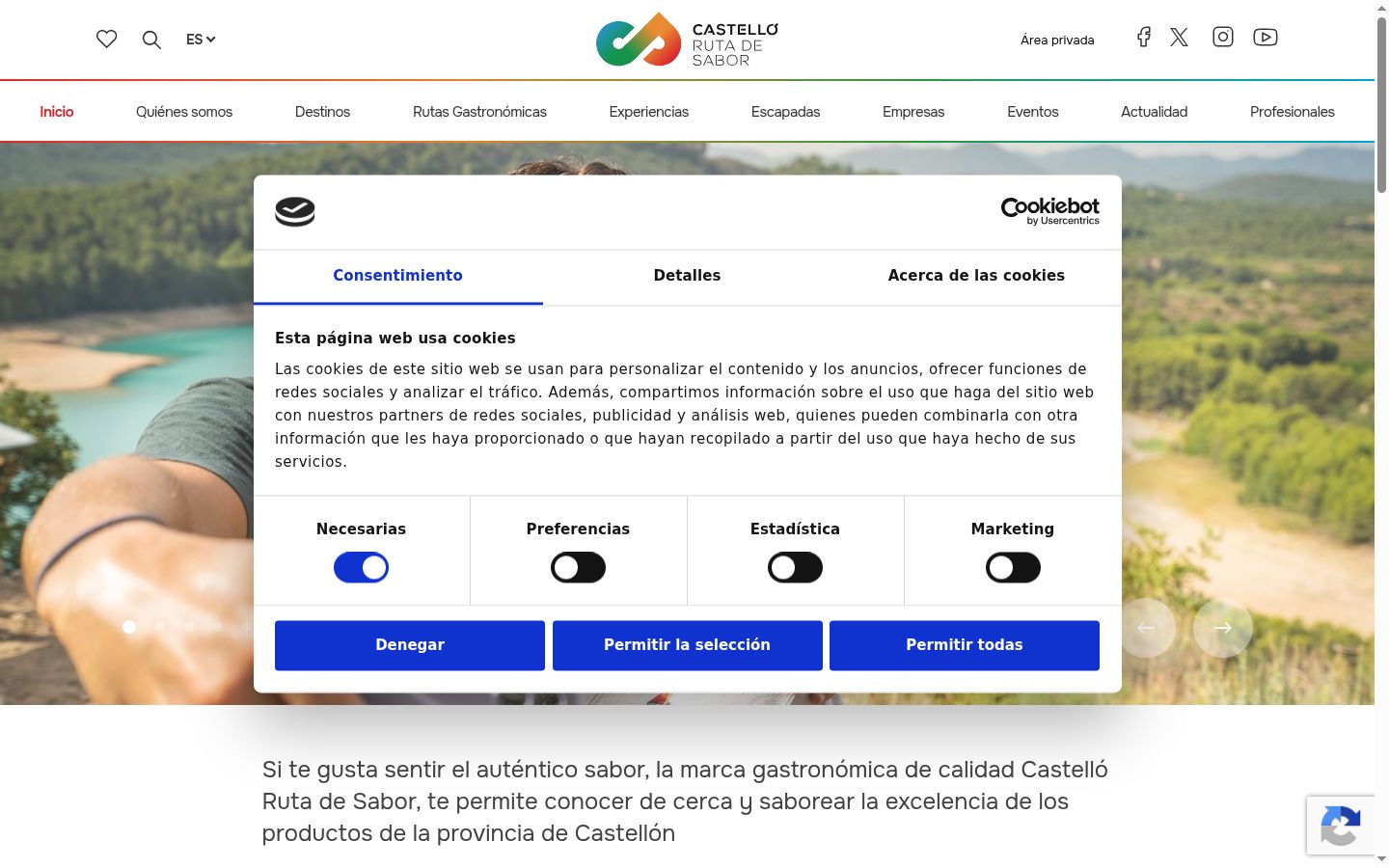 Screenshot of the consent banner shown before any interaction