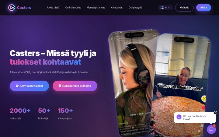 Screenshot of casters.fi
