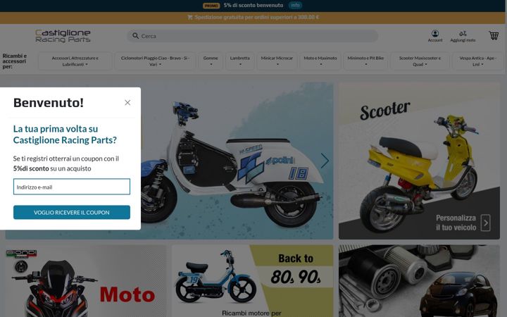Screenshot of castiglione-racingparts.it