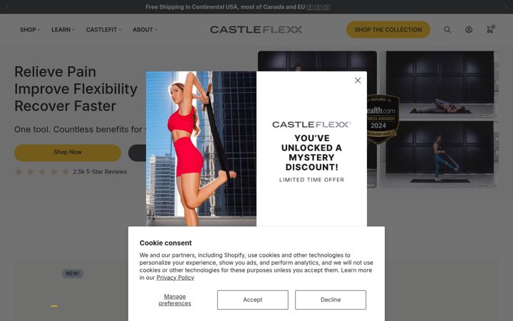 Screenshot of castle-flexx.myshopify.com