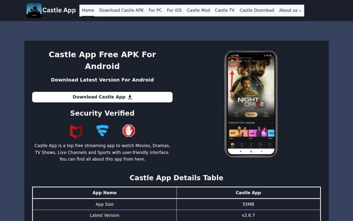 Screenshot of castleapp.com.pk