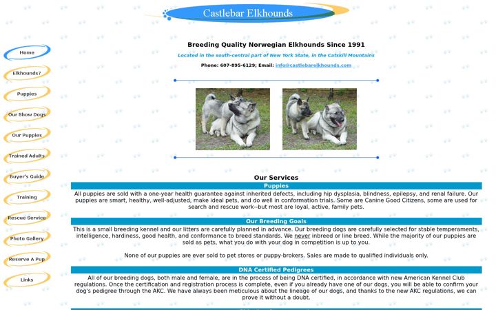 Screenshot of castlebarelkhounds.com