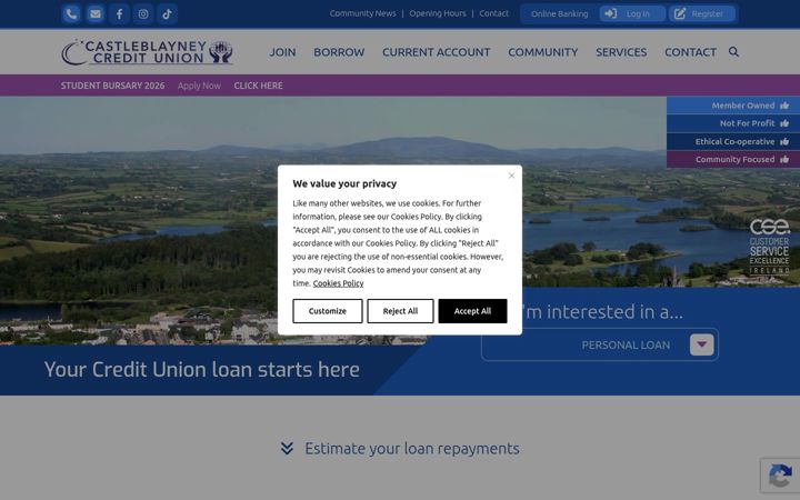 Screenshot of castleblayneycreditunion.ie