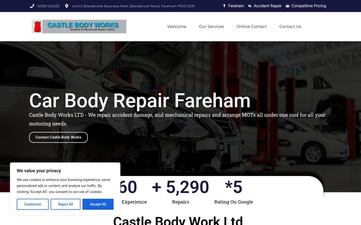 Screenshot of castlebodyworks.co.uk