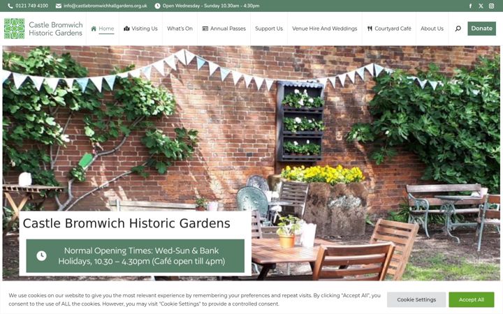 Screenshot of castlebromwichhallgardens.org.uk