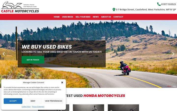 Screenshot of castlemotorcycles.co.uk