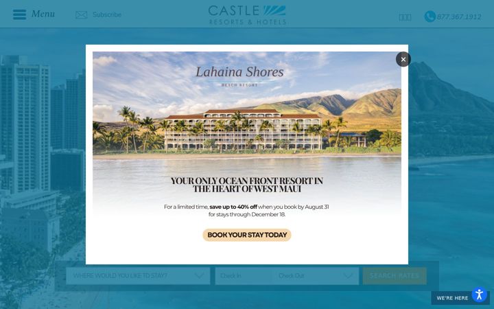 Screenshot of castleresorts.com