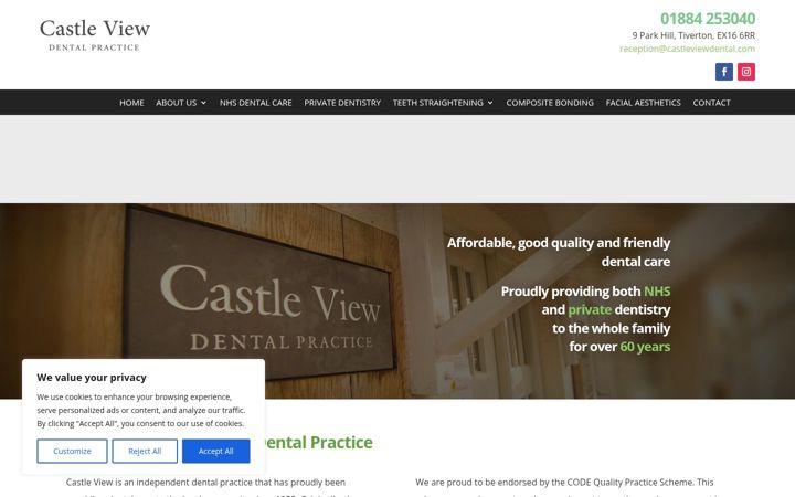 Screenshot of castleviewdental.co.uk