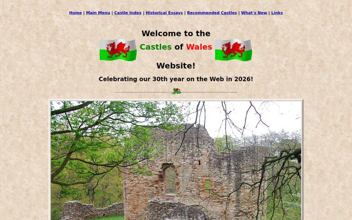 Screenshot stránky castlewales.com