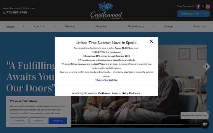 Screenshot of castlewoodresidence.com