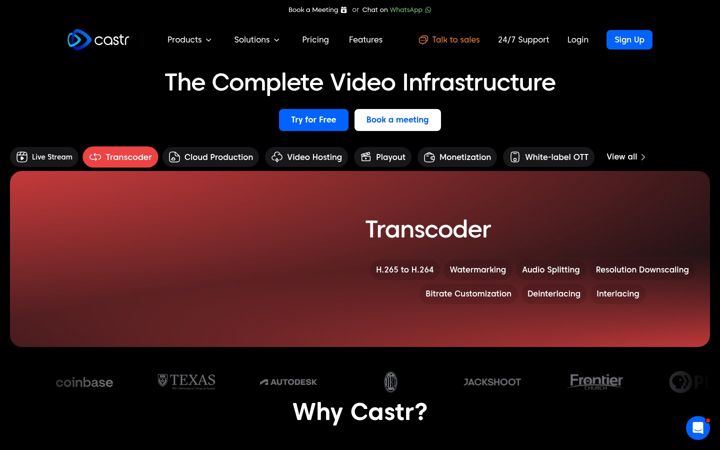 Screenshot of castr.io