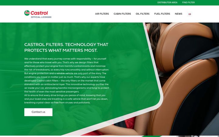 Skjámynd af castrol-filters.eu
