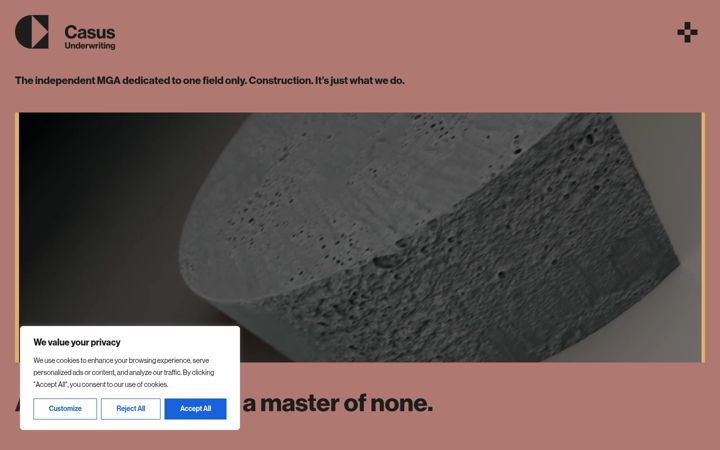 Screenshot of casusunderwriting.co.uk