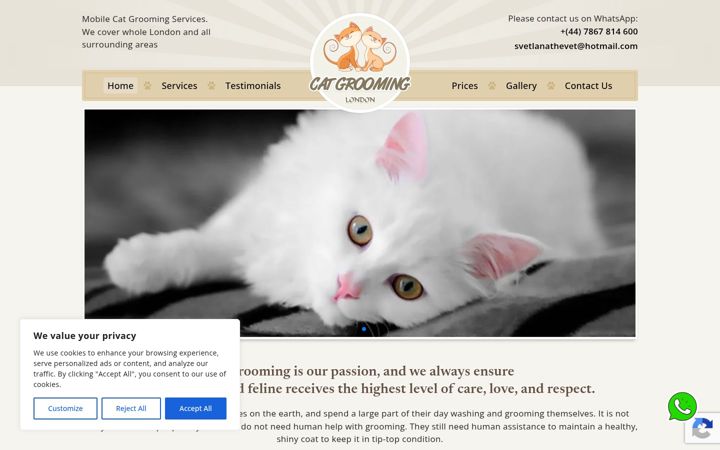 Screenshot of cat-grooming.co.uk