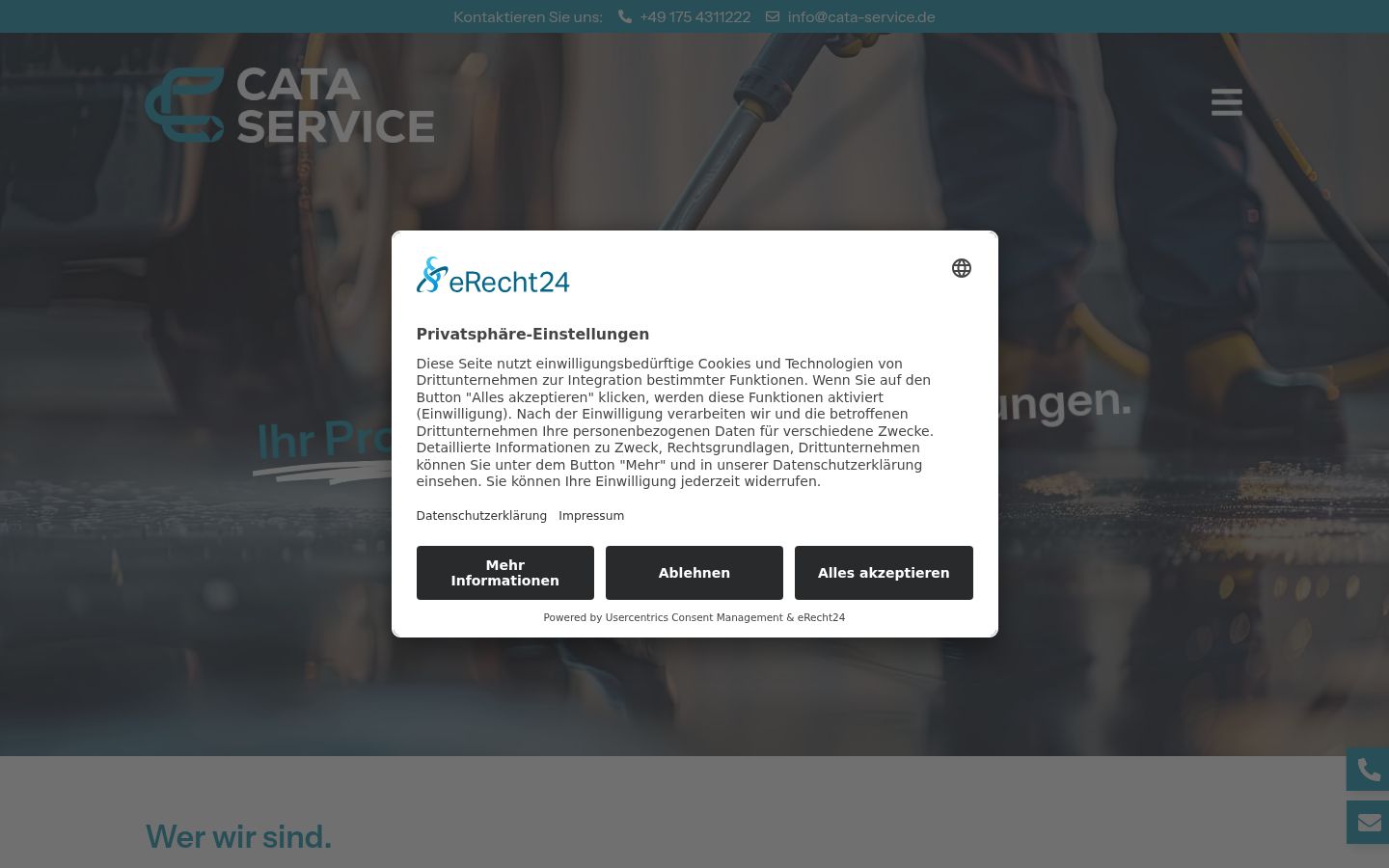 Screenshot of the consent banner shown before any interaction