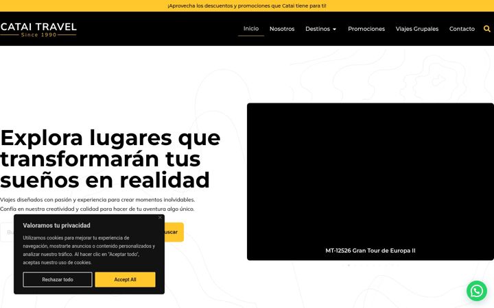 Screenshot of cataitravel.com