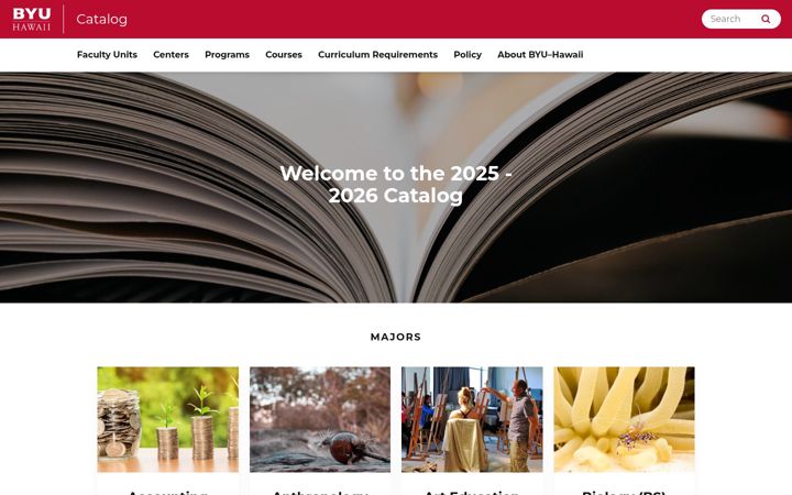 Screenshot von catalog.byuh.edu