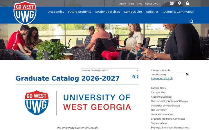 Screenshot of catalog.westga.edu