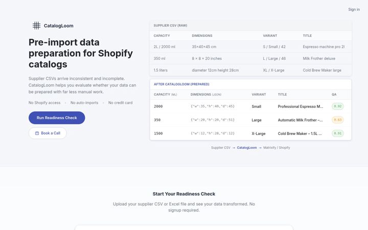 Screenshot of catalogloom.com