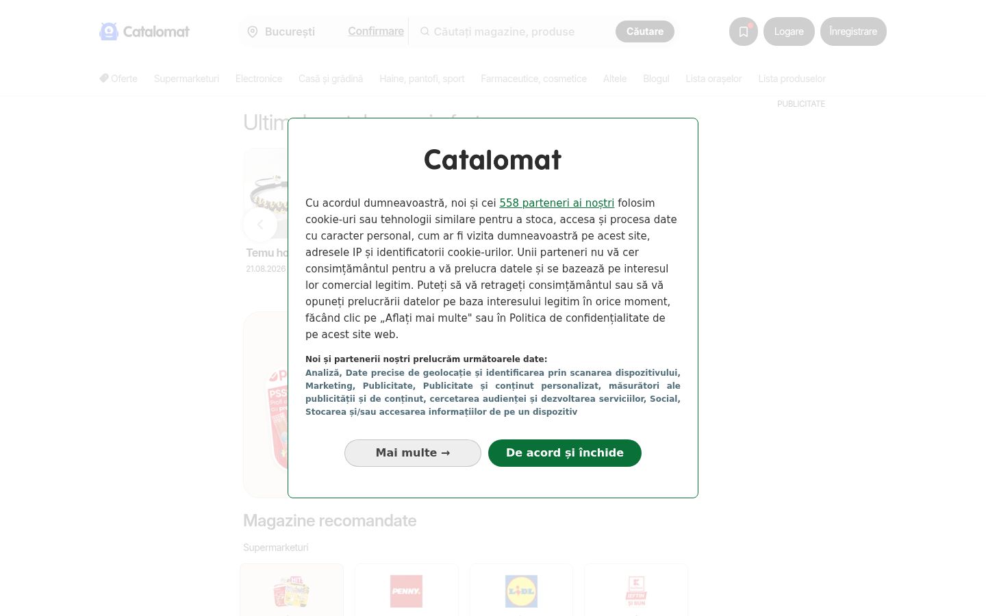 Captura de pantalla del banner de consentimiento mostrado antes de cualquier interacción