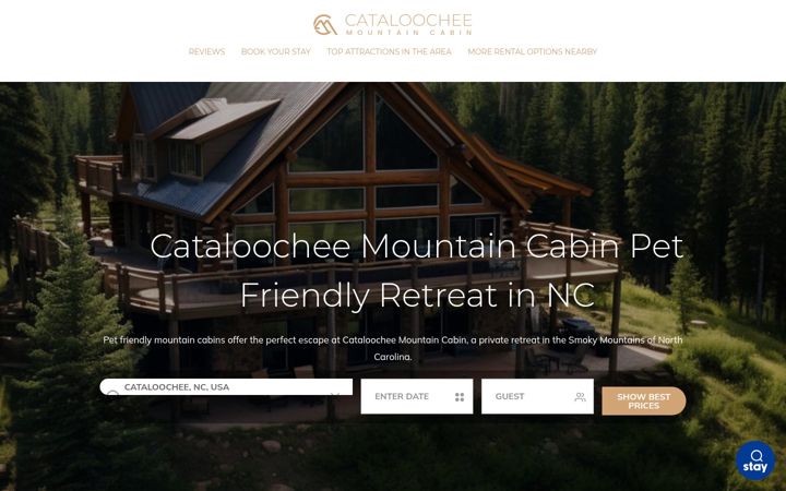 Screenshot of cataloocheemountaincabin.com