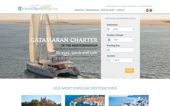Screenshot of catamaranscharter.com