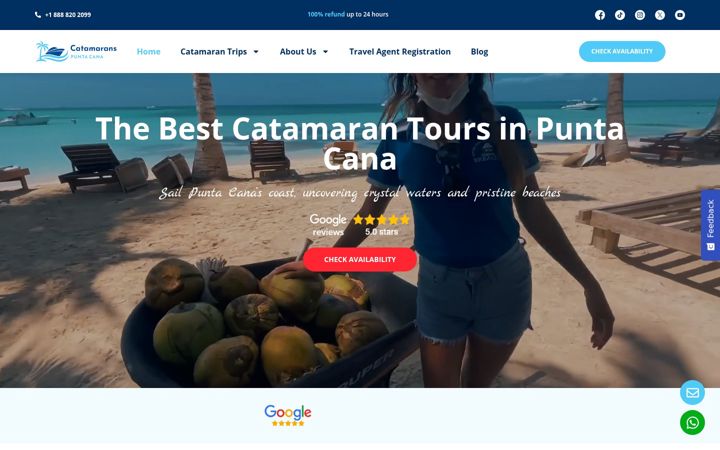 Screenshot of catamaranspuntacana.com
