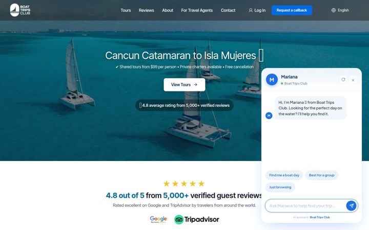 Screenshot of catamarantourscancun.com