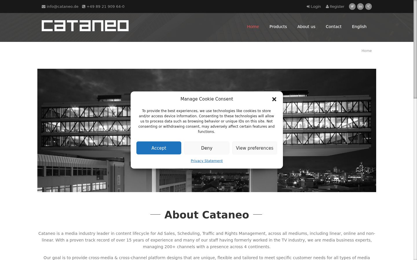 Screenshot del banner di consenso mostrato prima di qualsiasi interazione