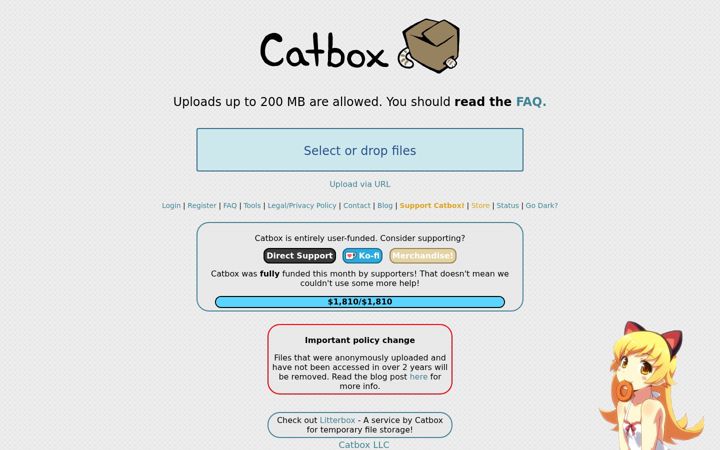 Screenshot of catbox.moe