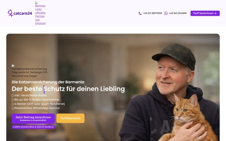 Screenshot of catcare24.de