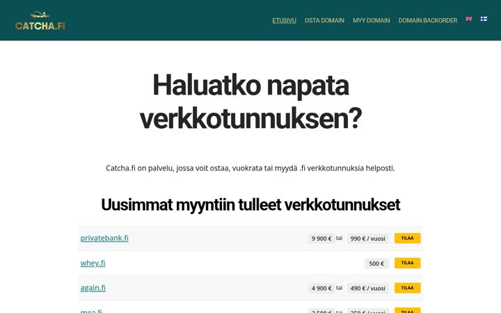 Screenshot of catcha.fi