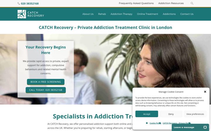 Screenshot of catchrecovery.com