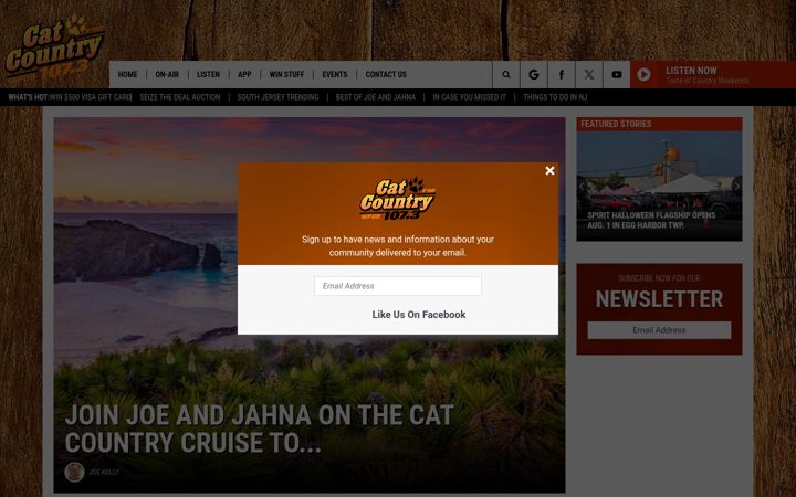 Screenshot of catcountry1073.com