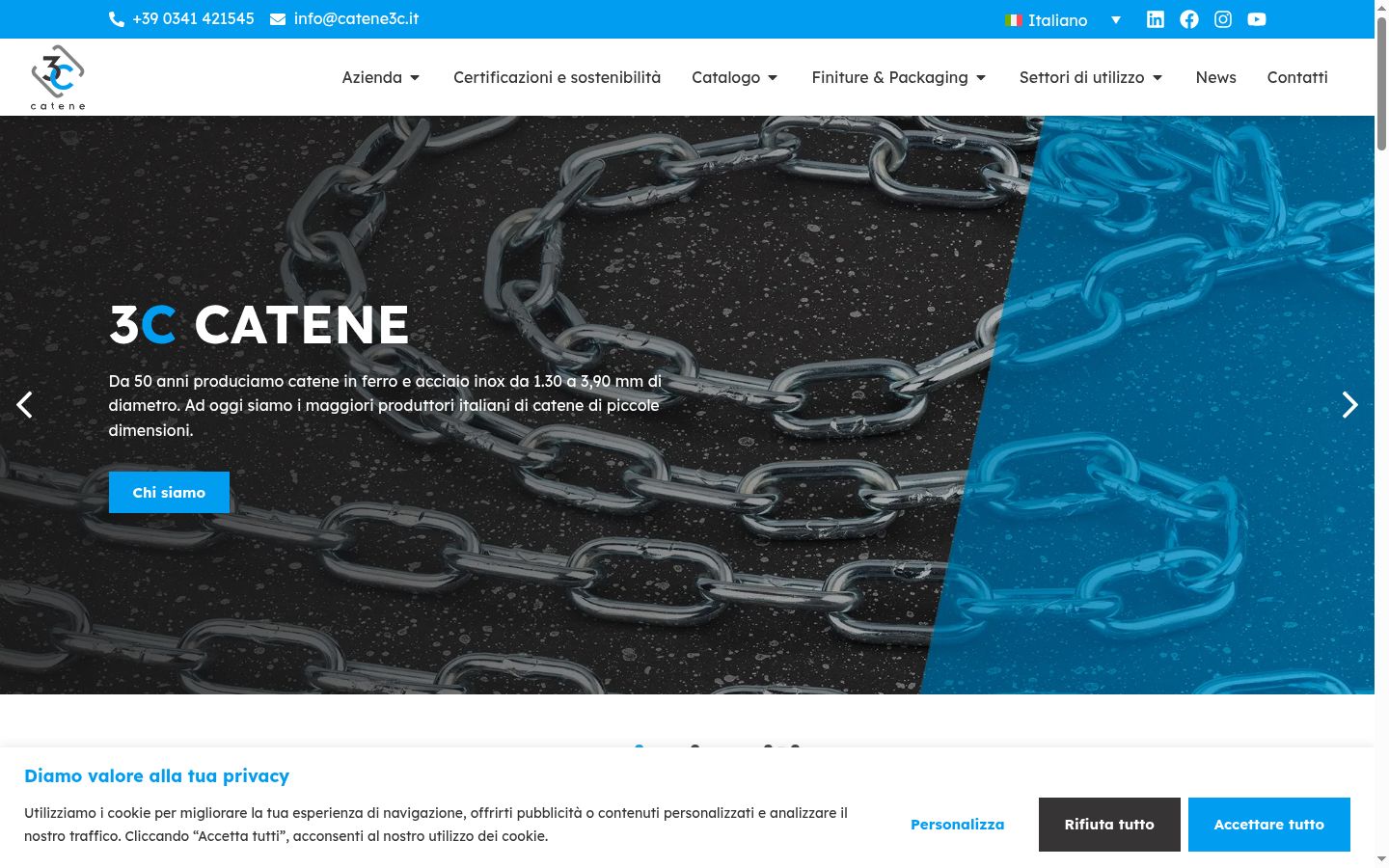 Screenshot del banner di consenso mostrato prima di qualsiasi interazione