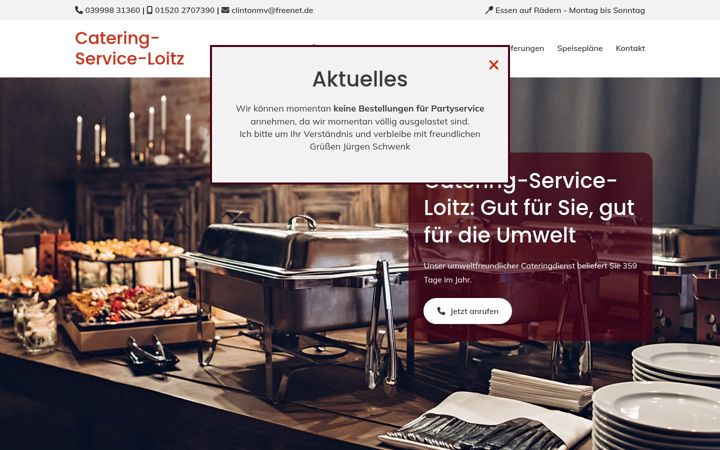 Kuvakaappaus sivustosta catering-service-loitz.de
