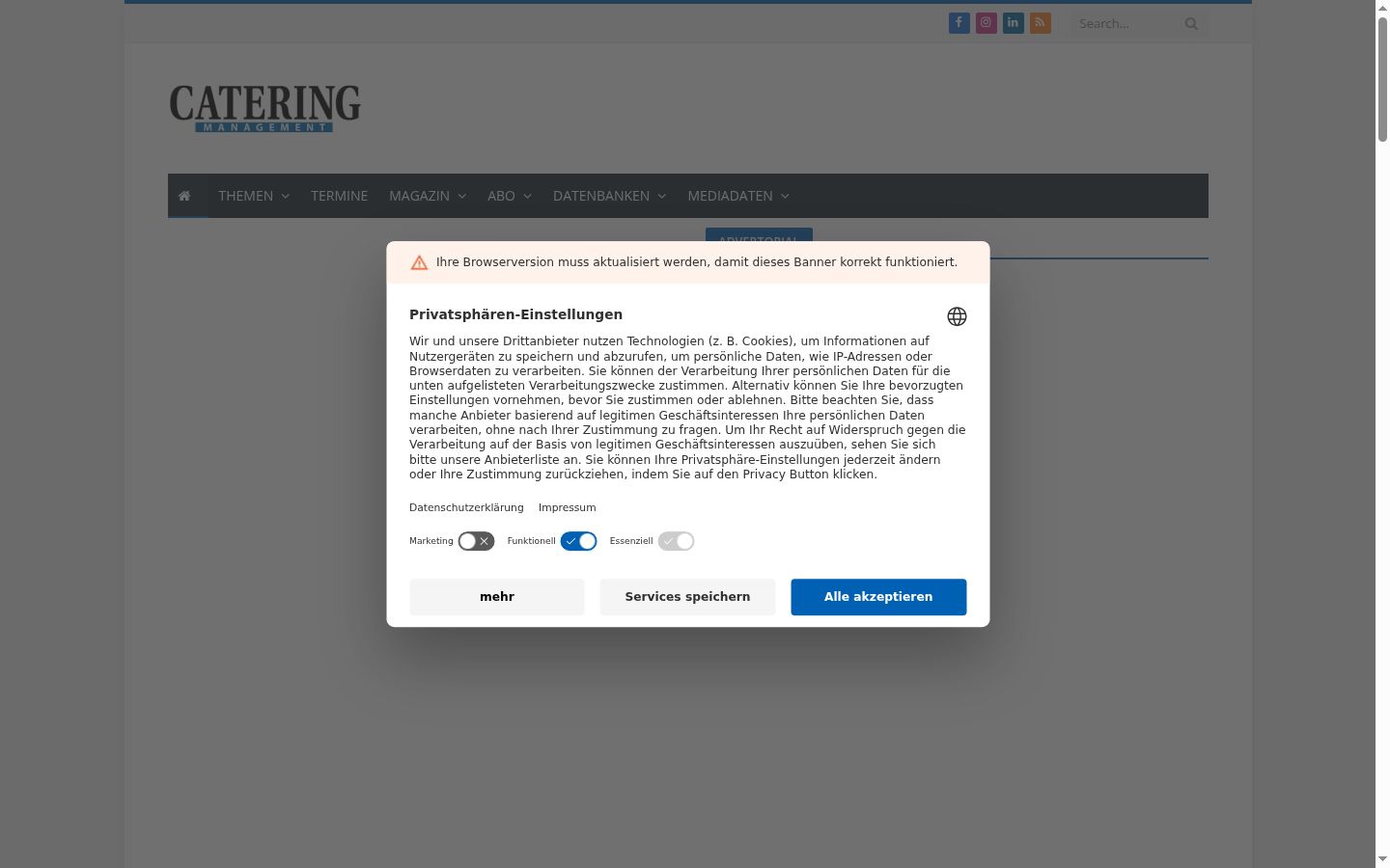 Sutikimo reklamjuostės, rodytos prieš bet kokią sąveiką, ekrano kopija